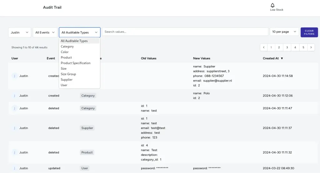 SCM Audit trail